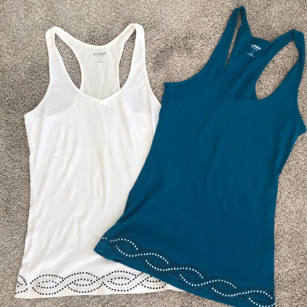COPY - Express tank tops white teal small bling raceback